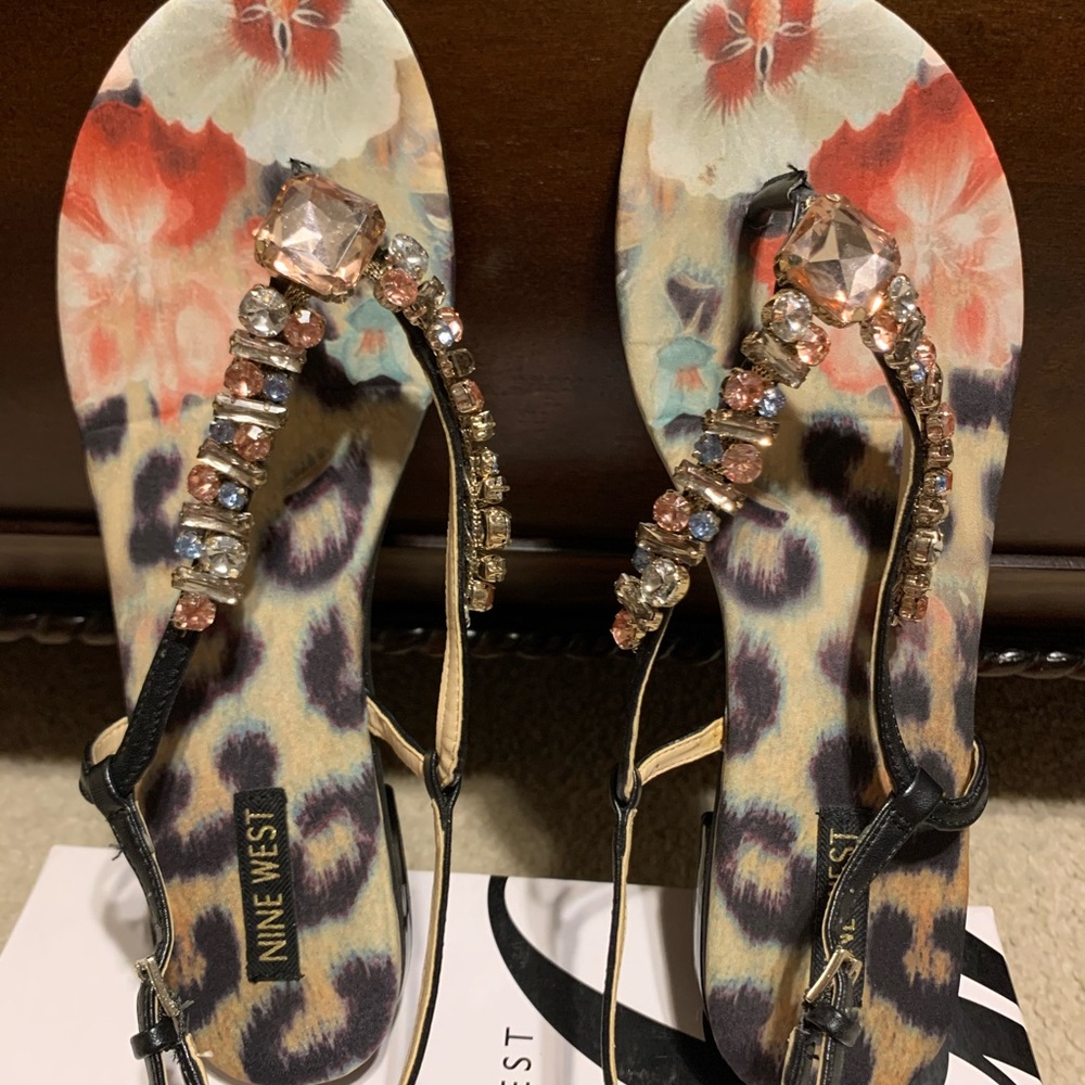 EUC Nine West embellished sandals - size 10.5m